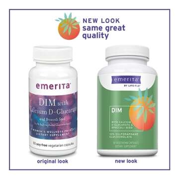 Emerita DIM Formula with Calcium D-Glucarate | Womens Supplement for Optimal Balance at Midlife | 60 VegCaps, 30 Serv.
