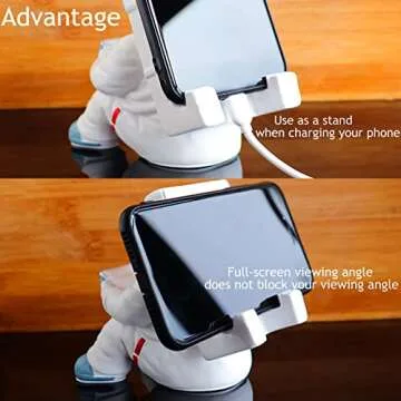YIHONGYIPIN Cell Phone Stand Astronaut Anime Phone Holder Desktop Universal Phone Holder Compatible with Phone 14 13 12 11 Pro Xs Xs Max Xr X 8, Nintendo Switch, All Phones