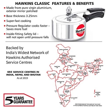 Hawkins Classic 2-Liter Pressure Cooker for Quick Meals