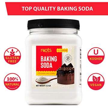 Roots Circle Baking Soda Bulk | 1 x 35.2oz Large Airtight Container | Pure Sodium Bicarbonate for Co...