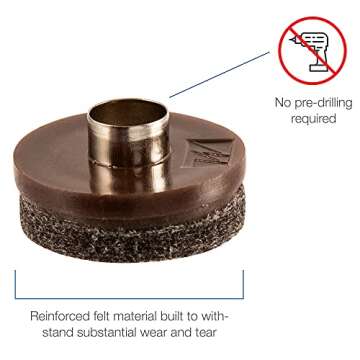 SoftTouch 1" Round Nail-On Furniture Glides – Protect Hardwood Surfaces, Brown (8 Pack)