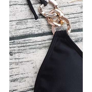 Women's Bikini Swimsuits Push Up Padded Two Piece Bathing Suit Set Thong Bikini Swimsuit for Women(Black,M)