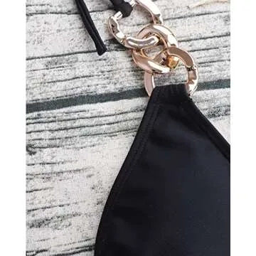 Women's Bikini Swimsuits Push Up Padded Two Piece Bathing Suit Set Thong Bikini Swimsuit for Women(Black,M)