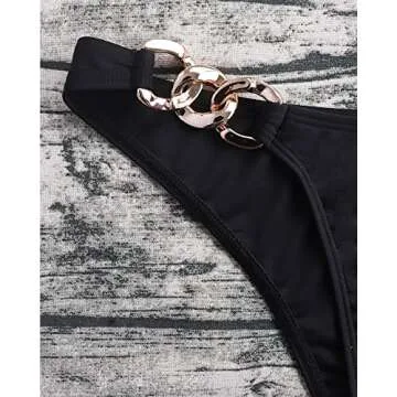 Women's Bikini Swimsuits Push Up Padded Two Piece Bathing Suit Set Thong Bikini Swimsuit for Women(Black,M)