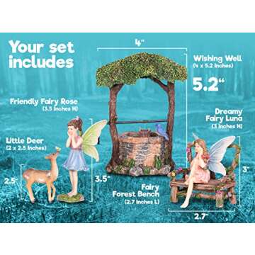 Joykick Fairy Garden Wishing Well Kit - Hand Painted Mini Decor