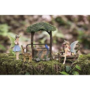 Joykick Fairy Garden Wishing Well Kit - Hand Painted Mini Decor