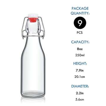 YEBODA 8oz Airtight Glass Bottles for Home Brewing
