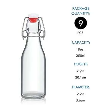 YEBODA 8oz Airtight Glass Bottles for Home Brewing