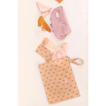 Tiny Twinkle Mess-proof Wet Bags 2 Pack Waterproof and Washable Bag for Travel storage, Stroller, Daycare, Baby Diapers, Yoga, Beach, Pool, Wet Toddler Swimsuits (Boho Rainbow)