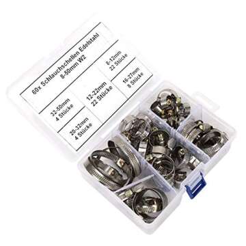 Reliable 60pcs German Type Hose Clamp Set - All Sizes