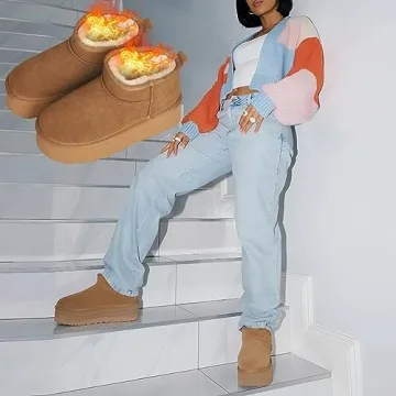 WICDIC Stylish Platform Mini Boot for Women - Warm & Cozy