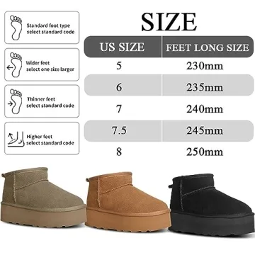 WICDIC Stylish Platform Mini Boot for Women - Warm & Cozy