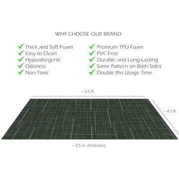 Premium Stylish Foam Play Mat | Cushy-Soft & Thick | Easy-to-Clean, Hypoallergenic, Non-Toxic, Pet-Friendly | One Piece - Large Black Linen