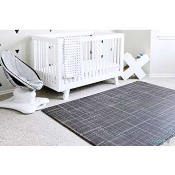 Premium Stylish Foam Play Mat | Cushy-Soft & Thick | Easy-to-Clean, Hypoallergenic, Non-Toxic, Pet-Friendly | One Piece - Large Black Linen