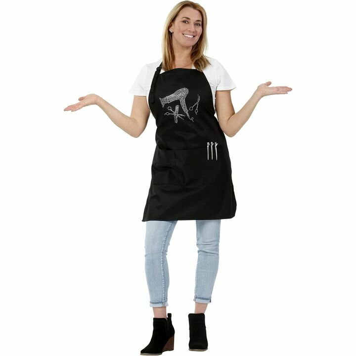 Stylish Rhinestone Hair Stylist Apron with 3 Pockets