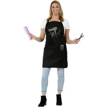 Stylish Rhinestone Hair Stylist Apron with 3 Pockets