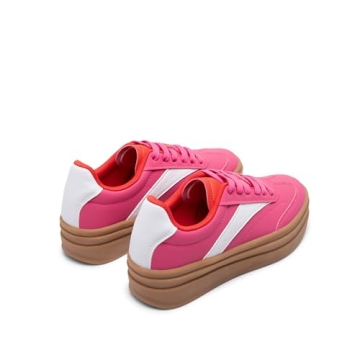 DREAM PAIRS Women's Platform Fashion Sneakers Hot Pink