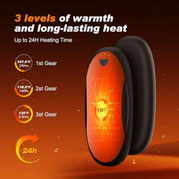 Hand Warmers 2 Pack with 10000mAh Charging Box,Portable Pocket Heater,24Hrs Long Safe Heat,Outdoor, Travel, Golf, Hunting, Camping,Gifts for Men Women(Black)