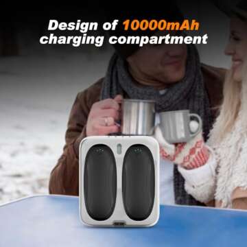 Hand Warmers 2 Pack with 10000mAh Charging Box,Portable Pocket Heater,24Hrs Long Safe Heat,Outdoor, Travel, Golf, Hunting, Camping,Gifts for Men Women(Black)