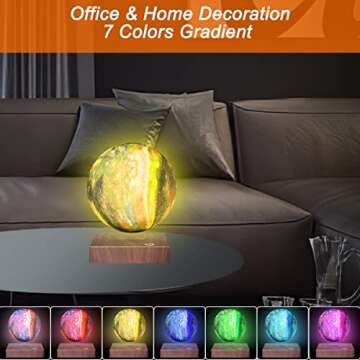 VGAzer Levitating Moon Lamp Floating and Spinning in Air Freely with Gradually Changing LED Lights Between 7 Colors,Decorative Light for Kids Lover Friends (Square Base)