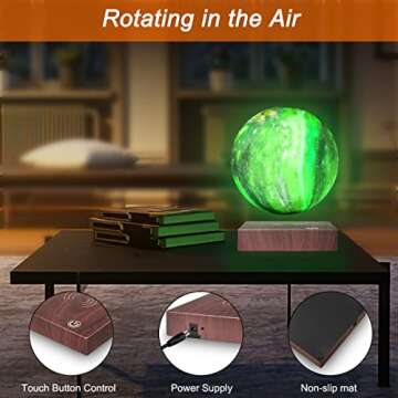 VGAzer Levitating Moon Lamp Floating and Spinning in Air Freely with Gradually Changing LED Lights Between 7 Colors,Decorative Light for Kids Lover Friends (Square Base)