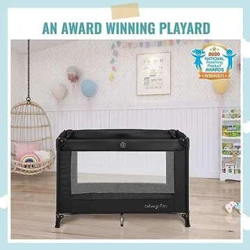 Dream On Me Nest Portable Playard in Black with Carrybag an Shoulder Strap, Lightweight, Packable and Easy Setup Baby Playard, Breathable Mesh Sides and Soft Fabric - Comes with a Removable Padded Mat