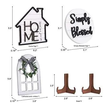 Houmury Set of 8 Farmhouse Tiered Tray Decor with 1 Artificial Succulent Plant & 1 Artificial Plant for Rustic Home Sweet Home Kitchen Decor Tier Tray Decor Set