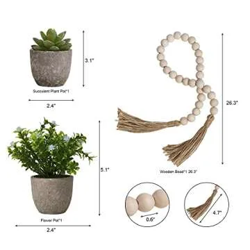 Houmury Set of 8 Farmhouse Tiered Tray Decor with 1 Artificial Succulent Plant & 1 Artificial Plant for Rustic Home Sweet Home Kitchen Decor Tier Tray Decor Set