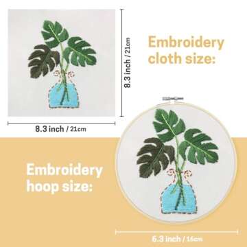 BERYA Learn to Embroidery Kits for Beginners, Pre-Stamped Cross Stitch Kits with Pattern, Hoop, Color Threads, Tools & Instruction for DIY Arts and Crafts