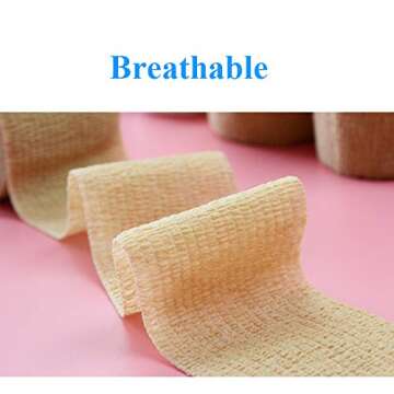 Self Adhesive Bandage Wrap,5 Yards Adhesive Bandage Tape for Strong Elastic Sports,Wrist,Ankle Sprains & Swelling (4 Pack)