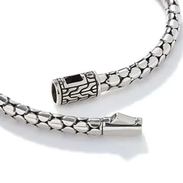 John Hardy Dot Collection, Women's Bracelet, 4.5MM 925-Sterling Silver, Luxury Women's Wrist Bracelet with Pusher Clasp, Size Medium