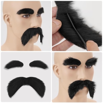 Black Mustache and Eyebrows Costume Accessories for All Ages