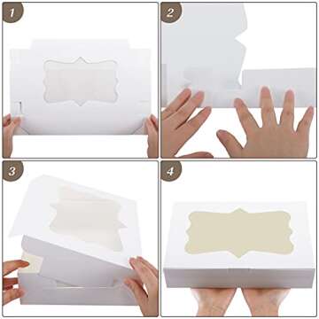 TOMNK 36pcs Bakery Boxes, 12x8x2.5 Inches Bakery Boxes with Window, Cookie Boxes Dessert Boxes with Window Pastry Boxes Cajas Para Postres for Chocolate Covered Strawberries, Cookies, Muffins, Donuts