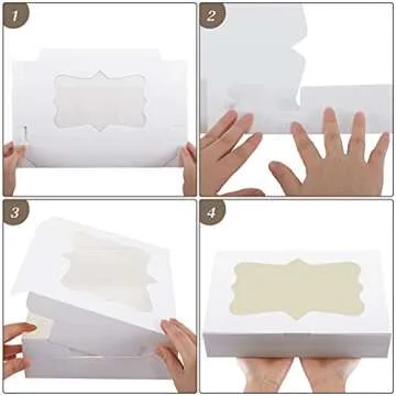 TOMNK 36pcs Bakery Boxes, 12x8x2.5 Inches Bakery Boxes with Window, Cookie Boxes Dessert Boxes with Window Pastry Boxes Cajas Para Postres for Chocolate Covered Strawberries, Cookies, Muffins, Donuts