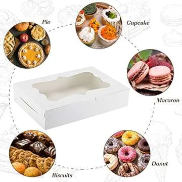 TOMNK 36pcs Bakery Boxes, 12x8x2.5 Inches Bakery Boxes with Window, Cookie Boxes Dessert Boxes with Window Pastry Boxes Cajas Para Postres for Chocolate Covered Strawberries, Cookies, Muffins, Donuts