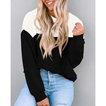 KIRUNDO Women's Cozy Long Sleeve Knit Top - Color Block Design