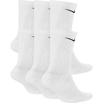 Nike Men's Dri-Fit EverydayPlus Cushioned Crew Socks | Cotton (EverydayPLUS, White, Medium, 6 Pairs)