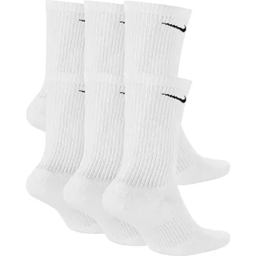 Nike Men's Dri-Fit EverydayPlus Cushioned Crew Socks | Cotton (EverydayPLUS, White, Medium, 6 Pairs)
