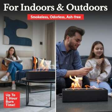 Houswise Tabletop Fire Pit - Concrete Outdoor & Indoor Fire Pit Tabletop, Smores Maker Kit, Table Top Firepit, Small Portable Mini Indoor Fireplace