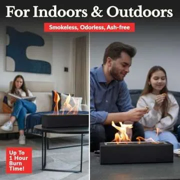 Houswise Tabletop Fire Pit - Concrete Outdoor & Indoor Fire Pit Tabletop, Smores Maker Kit, Table Top Firepit, Small Portable Mini Indoor Fireplace