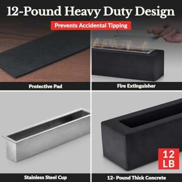 Houswise Tabletop Fire Pit - Concrete Outdoor & Indoor Fire Pit Tabletop, Smores Maker Kit, Table Top Firepit, Small Portable Mini Indoor Fireplace