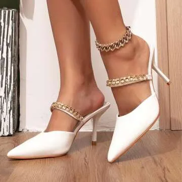 Jeesay Women's Comfortable Pointed Toe Heels Sandals