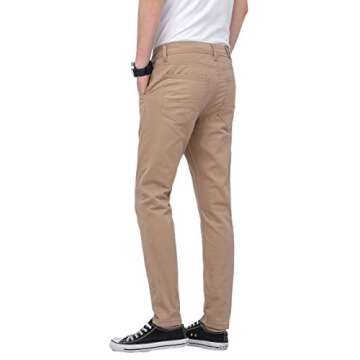 Plaid&Plain Men's Stretchy Khaki Pants Khaki 36X32