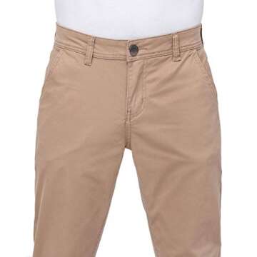 Plaid&Plain Men's Stretchy Khaki Pants Khaki 36X32
