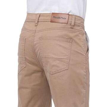 Plaid&Plain Men's Stretchy Khaki Pants Khaki 36X32