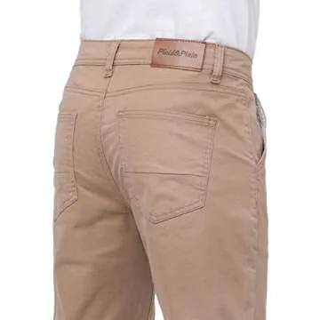 Plaid&Plain Men's Stretchy Khaki Pants Khaki 36X32