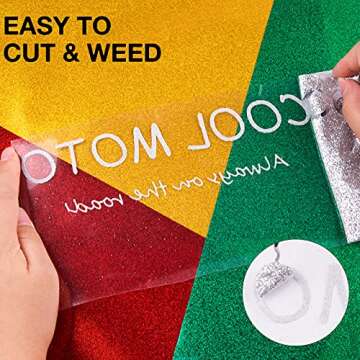 HTVRONT Silver Glitter HTV Rolls - Easy Cut & Transfer Vinyl