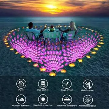 Car Roof Night Light, Car Lights Inside Your Car Auto Ceiling Interior Lights Portable Adjustable USB Flexible Interface Show Romantic Atmosphere LED Light for Cars Bedrooms Parties Pack of 1