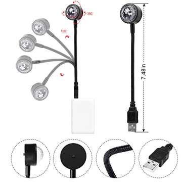 Car Roof Night Light, Car Lights Inside Your Car Auto Ceiling Interior Lights Portable Adjustable USB Flexible Interface Show Romantic Atmosphere LED Light for Cars Bedrooms Parties Pack of 1