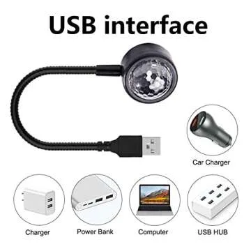 Car Roof Night Light, Car Lights Inside Your Car Auto Ceiling Interior Lights Portable Adjustable USB Flexible Interface Show Romantic Atmosphere LED Light for Cars Bedrooms Parties Pack of 1